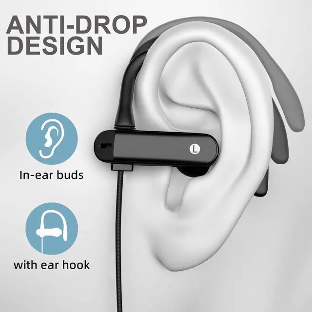 Alt view image 2 of 5 - 3.5mm Headphones Sport Wired Earbuds with Microphone Noise Isolating Earphone HiFi Stereo Over Ear Buds Wired Plug in with Ear Hook for Samsung Galaxy A15 A03s A14 S10 A12 Moto Switch MP3 Running Fit