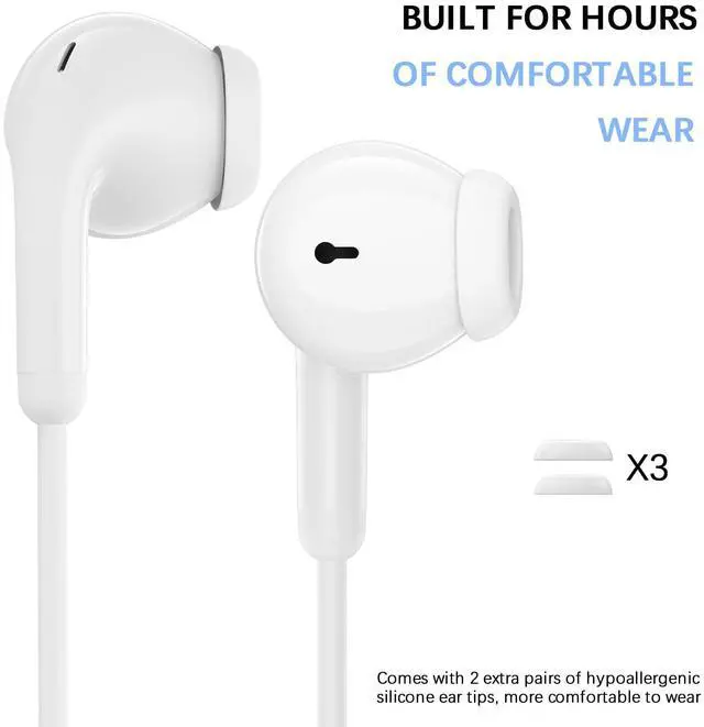 Alt view image 5 of 5 - USBC Wired Headphones for iPhone 16e 16 Pro Max Plus 15, USB C Earbuds Corded Mic Case Stereo Semi in Ear Type C Earphones for iPad 11 10 Galaxy S25 Ultra S24 Fe Pixel 9A 9 XL 8, White