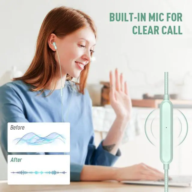 Alt view image 4 of 5 - USB C Headphones for Samsung S24 Ultra S23 FE, Type C Earphones with Microphone HiFi Stereo Wired Earbuds Corded in Ear Bud for iPhone 16 15 Pro Max Plus Galaxy A35 S22 A53 Pixel 9 8 7 Pro OnePlus 12R