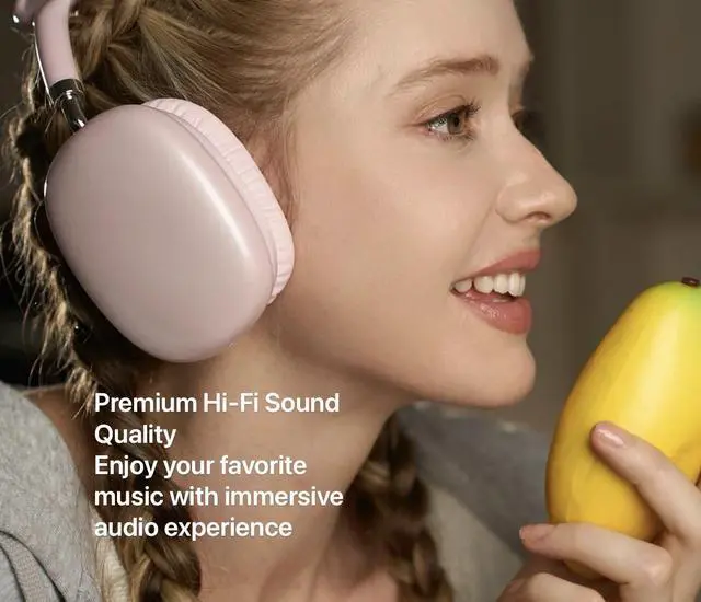 Alt view image 2 of 5 - AUDALA Wireless Bluetooth Over Ear Headphones Up to 28H Battery Life Headset with Microphone Gym Overhead Headphones Compatible with iOS & Android Mobile Phones, Computers, Laptop (Pink)