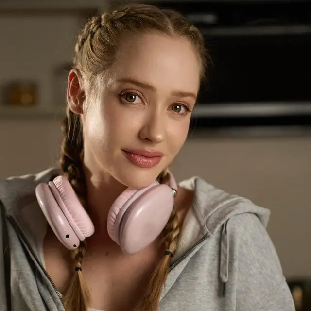 Alt view image 5 of 5 - AUDALA Wireless Bluetooth Over Ear Headphones Up to 28H Battery Life Headset with Microphone Gym Overhead Headphones Compatible with iOS & Android Mobile Phones, Computers, Laptop (Pink)