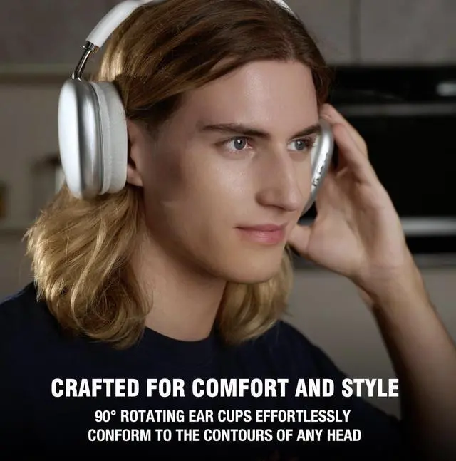 Alt view image 5 of 5 - AUDALA Wireless Bluetooth Over Ear Headphones Up to 28H Battery Life Headset with Microphone Gym Overhead Headphones Compatible with iOS & Android Mobile Phones, Computers, Laptop (Sliver)