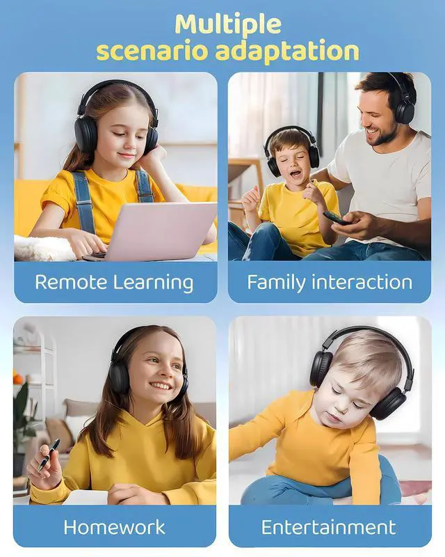 Alt view image 4 of 5 - awatrue Kids Bluetooth Headphones, Wireless Headphones with HD ENC Microphone, 50 Hours Playtime, Safe Volume,Type C Fast Charging,Foldable Over Ear Headphone for Children/Teens/Smart Device (Black)