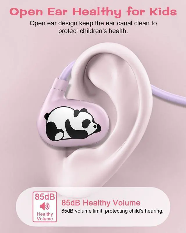 Alt view image 5 of 5 - BANIGIPA Kids Headphones, Open Ear Headphones Comfortable for Teens Child Boys Girls, Wireless Bluetooth 5.4 Headset w/Mic for School/Tablet/Travel, 13g Ultra-Light, Protect Hearing, 10H Playtime