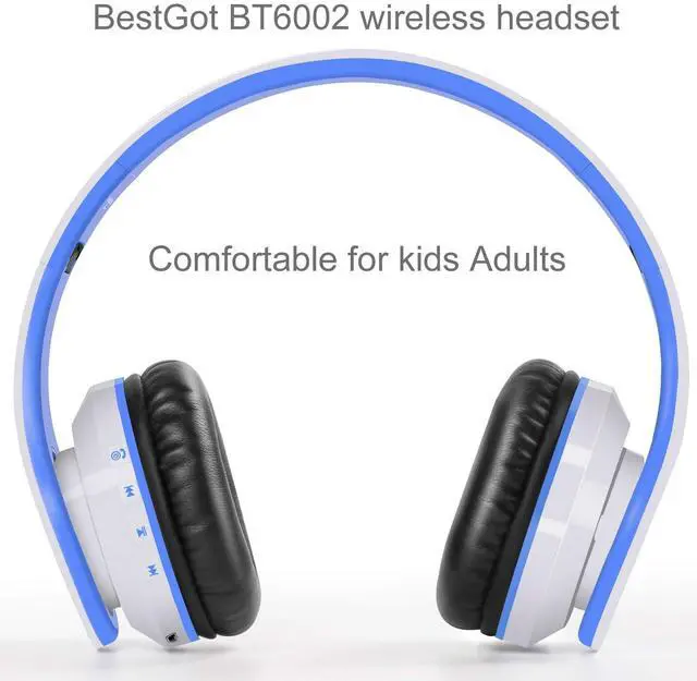 Alt view image 2 of 5 - BESTGOT Kids Headphones Bluetooth, BT6002 Wireless Headphones for Kids Child Volume Limited 85/110dB for School Foldable Headset for 60 Hours PC/Phone/Tablets/TV (White/Blue)