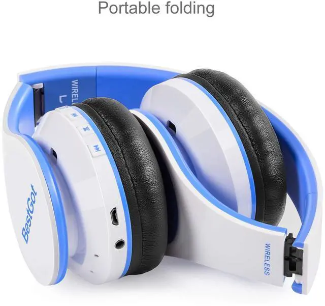 Alt view image 3 of 5 - BESTGOT Kids Headphones Bluetooth, BT6002 Wireless Headphones for Kids Child Volume Limited 85/110dB for School Foldable Headset for 60 Hours PC/Phone/Tablets/TV (White/Blue)