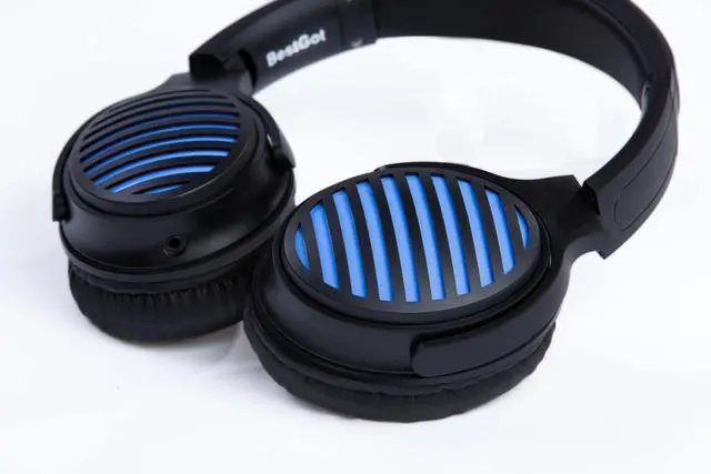 Alt view image 3 of 5 - BESTGOT 772D Headphones Wired, Over-Ear Headphones Foldable Corded Stereo 3.5mm (Black/Blue)