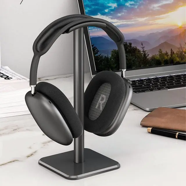 Alt view image 2 of 5 - Bewinner Headphone Stand for All Headsets, Rounded Corners Anti Slip Base TPU Tray Aluminum Alloy Support Bar, Home Office Gaming Portable Easy Assembly