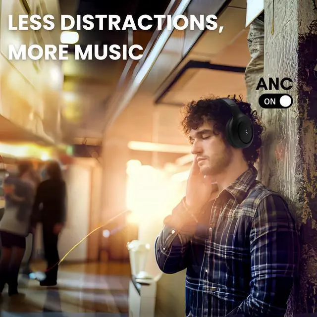 Alt view image 2 of 5 - B18 Pro Headphones Wireless Noise Cancelling, Bluetooth Headphones Over The Ear, Wireless Headsets 60H Playtime,Deep Bass Memory Foam Ear Cups,HiFi Audio, Lightweight Black