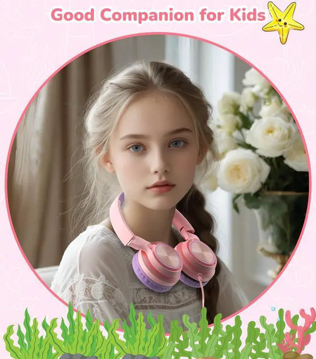 Alt view image 5 of 5 - Bywulanda Upgrade USB-C Kid Headphone with Microphone, Safe Volume Limiter 85/94dB, Foldable Over Ear Wired Headphones for Toddlers/Boys/Girls/School/iPad/Laptop/Travel