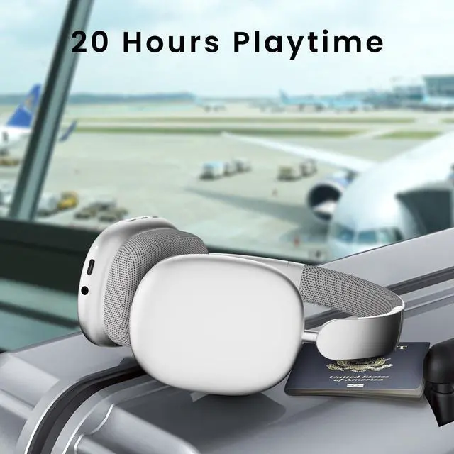Alt view image 2 of 5 - CIRICO Y01 BaseTone Wireless Over-Ear Headphones, Bluetooth 5.3, 20H Playtime, Deep Bass, Foldable Lightweight Design for Travel, Home Office, Cellphone/PC, Sliver