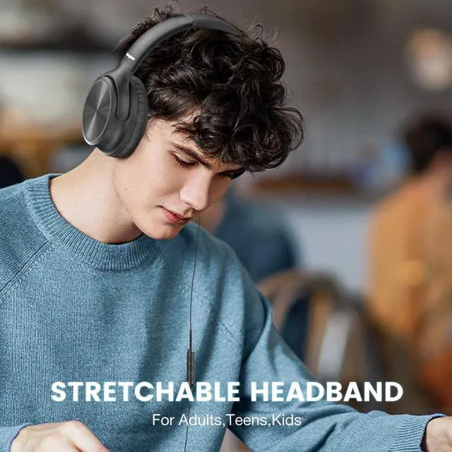 Alt view image 4 of 5 - Cowyawn Over Ear Headphones Wired, 3.5mm Foldable Wired Headphones with Microphone, Volume Control, HD Stereo Sound, Lightweight Headphones for Adult/Teens/Chromebooks/Laptop/Computer/Tablets, Black