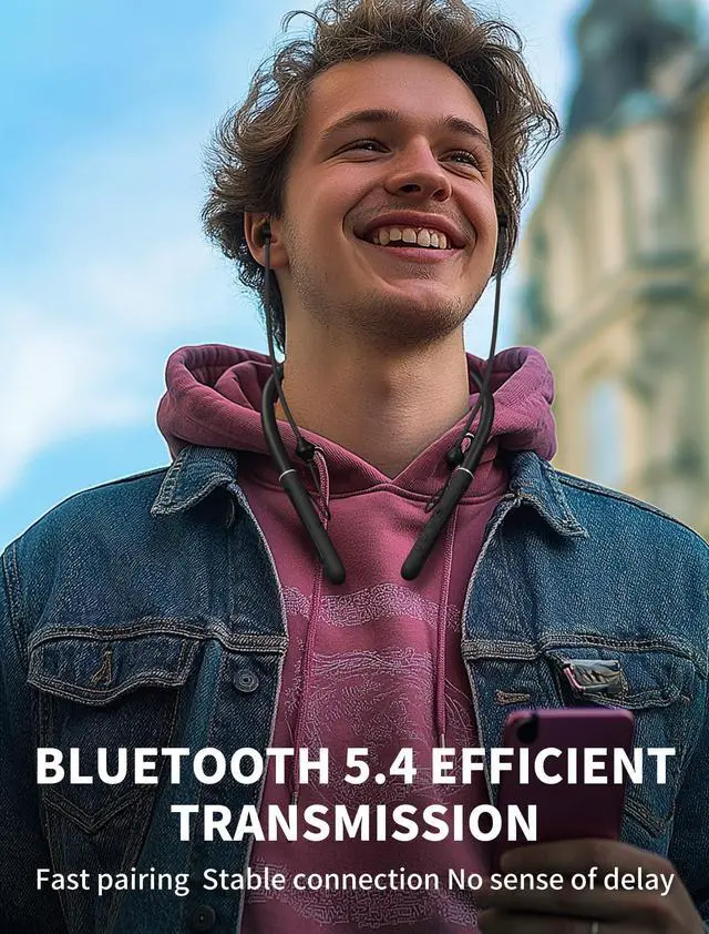 Alt view image 5 of 5 - Air Tube Bluetooth Headphones with LED Battery Display,EMF Free Neckband Wireless Earbuds with 25H Playtime,HD Bass Airtube Headphone Emf Free with Mic And Controls,Airtube Earbuds For Sleep,Work,Gym