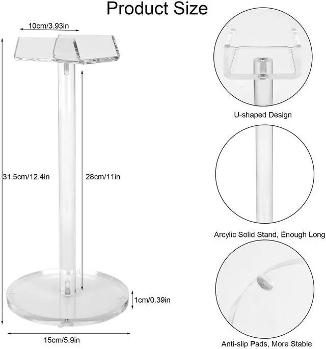 Alt view image 2 of 5 - Dealpoli Acrylic Desktop Headphone Holder, Countertop Accessories Stand,Universal for All Music Gaming Headsets 1 Pack(DP015)