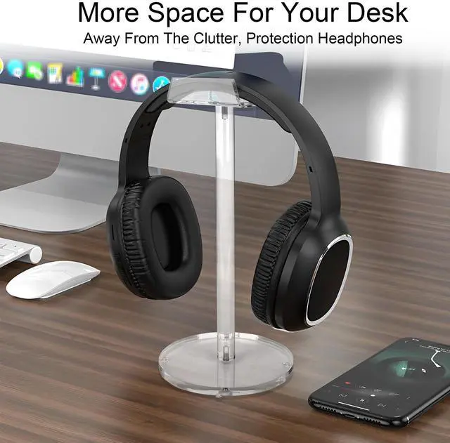 Alt view image 4 of 5 - Dealpoli Acrylic Desktop Headphone Holder, Countertop Accessories Stand,Universal for All Music Gaming Headsets 1 Pack(DP015)