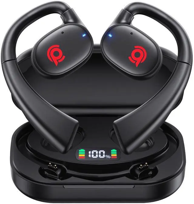 Main image of Open Ear Bluetooth Headphones Stereo Sound Clear Call Air-Conduction Wireless Charging Case LED Digital Display Ear Hook Wireless Earbuds with Microphone Waterproof Earphones for Sport Workout Running