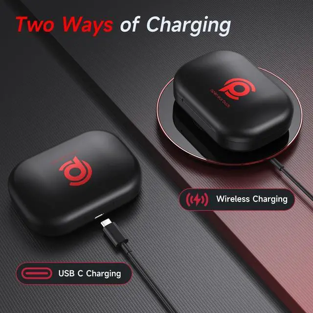 Alt view image 5 of 5 - Open Ear Bluetooth Headphones Stereo Sound Clear Call Air-Conduction Wireless Charging Case LED Digital Display Ear Hook Wireless Earbuds with Microphone Waterproof Earphones for Sport Workout Running