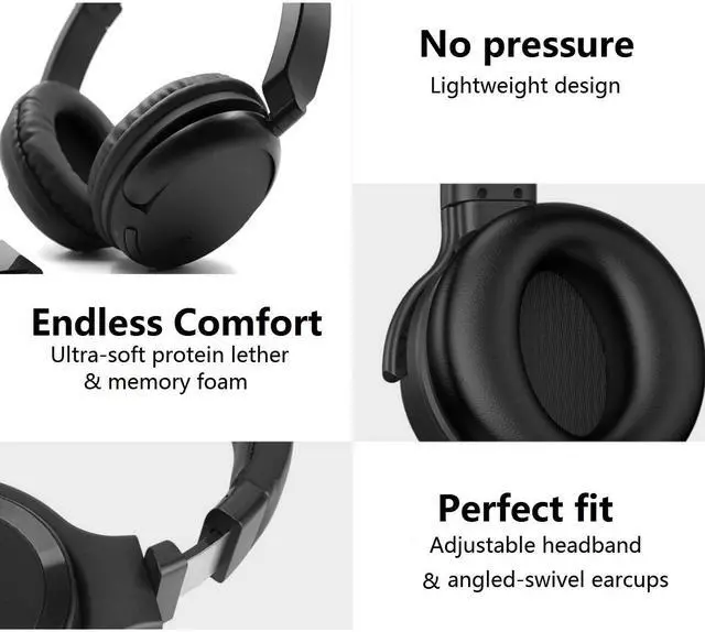 Alt view image 2 of 5 - DEARBIRDER Wireless Premium Bluetooth Over Ear Headphones for TV, PC and Audio Device, Overhead Headset with FM Radio, Lightweight Adjustable Headband for Teenagers, Seniors, Adults