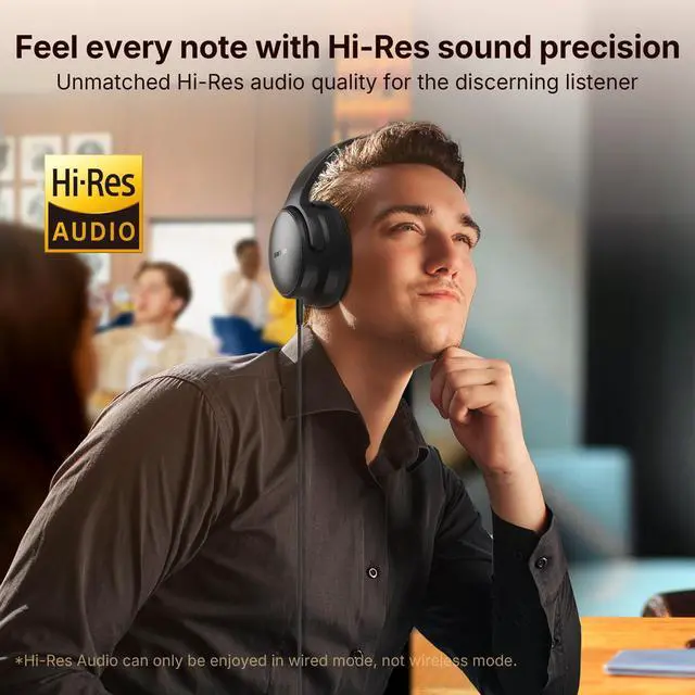 Alt view image 4 of 5 - EarFun Tune Pro Active Noise Canceling Headphones, Wireless Bluetooth Headphones with 5 Mics, 120H Playtime, Bluetooth 5.4, Hi-Res Audio, Multipoint Connection, Custom EQ via App, Comfortable Fit
