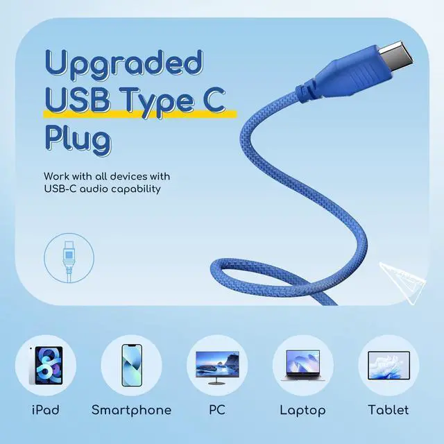 Alt view image 2 of 5 - EarFun Kids Headphones Wired with Microphone, 85/94dB Volume Limit Headphones for Kids, Portable Wired Headphone with Shareport, Stereo Sound Foldable Headset for School/Tablet/PC/Kindle, Type C