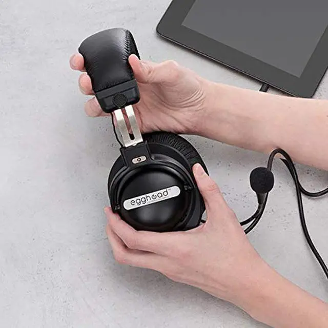 Alt view image 2 of 5 - Egghead Stereo Headphones with Headset Microphone, EGG-IAG-1001-10-SO (Pack of 10)