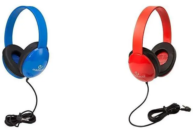 Main image of Egghead Heavy-Duty Kids' Headphones w/Tangle-Free Fabric Cord (Pack of 10) Blue, 3.5 mm Plug & Heavy-Duty Kids' Headphone w/Tangle-Free Fabric Cord (Pack of 10)