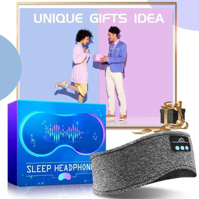 Alt view image 4 of 5 - Sleep Headphones Bluetooth Headband Sleeping Headphones Headband Music Eye Mask with Comfortable Earbuds for Side Sleepers, Women Men Tech Gift for Birthday Christmas Stocking Stuffers,Grey