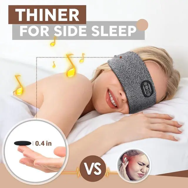 Alt view image 2 of 5 - EverPlus Sleep Headphones Elastic Sleeping Headband 10Hrs Bluetooth Music Eye Mask with Soft Cozy Earbuds Comfortable Earphones for Side Sleepers(Elastic One Size Fits Most)