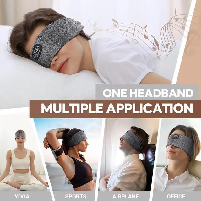 Alt view image 3 of 5 - EverPlus Sleep Headphones Elastic Sleeping Headband 10Hrs Bluetooth Music Eye Mask with Soft Cozy Earbuds Comfortable Earphones for Side Sleepers(Elastic One Size Fits Most)