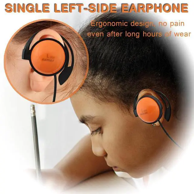 Alt view image 3 of 5 - EXMAX Foamless Wired Single Headphones 3.5mm Dustproof Sweatproof Left-Side Ear-Hook Headphone for EXD-101 ATG-100T Wireless Tour Guide Receiver Radio Podcast Tablet Laptop MP3 Cellphone PC(Left)