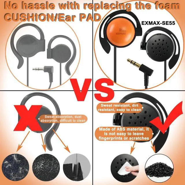 Alt view image 4 of 5 - EXMAX SE-55 Foamless Wired Single Side Earphone 3.5MM Large Speaker Style for EX-100 EX-100 Plus Wireless Tour Guide Receiver Podcast Tablet Laptop Cellphone for Meeting Working(Right-Side Earphone)