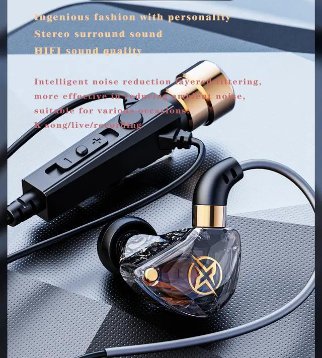 Alt view image 2 of 5 - FEDAI KT-02 Wired Headphone,3-Meter Long Noise Cancelling Earphones with Mic Dynamic HD,More Convenient and Comfortable Headsets for Live Singing Recording,Karaoke, Live Video Streaming(Red 3M)