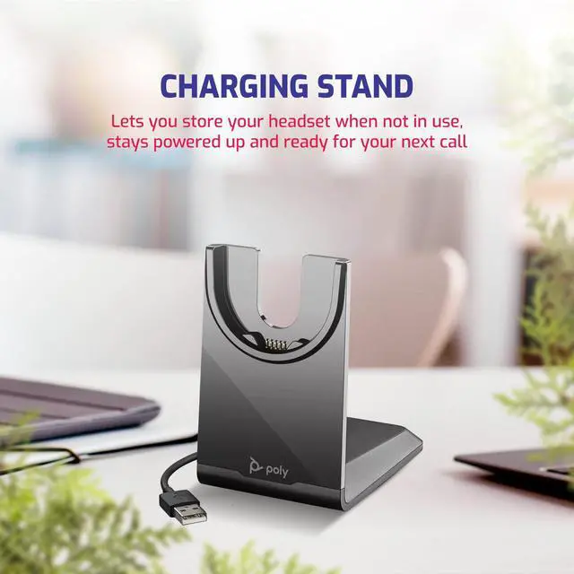 Alt view image 3 of 5 - Global Teck Worldwide Poly Voyager Focus 2 UC Headphone 4k Webcam Bundle with Sync 20+ Speaker, Charging Headset Stand, Comfort Ear Pads