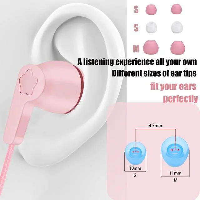 Alt view image 4 of 5 - GOGOSINIS 2 Packs of Earbuds Set with Case for Kids for School, Wired Headphones with Case and Small Size Ear Tips, Ear Buds with Cute Case, Earphones for Phone and PC Laptop (Fairy Tale)