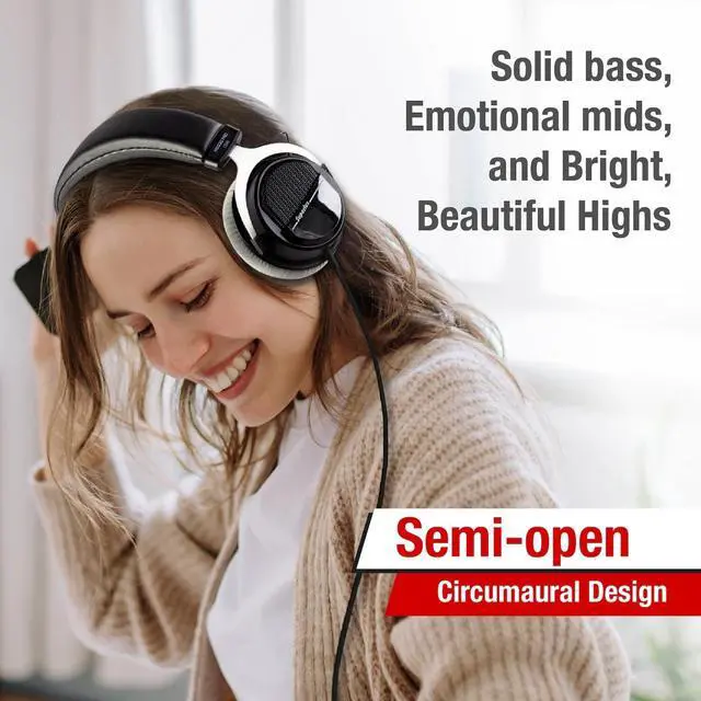 Alt view image 4 of 5 - Superlux HD 330PRO, 32 ohms, Over-Ear Headphones, Professional Semi-Open Wired Headphones with 40mm Neodymium Drivers and Solid Bass, 3.5/6.3mm Jack Adapter for Smartphone, Tablets, Laptops, Computer