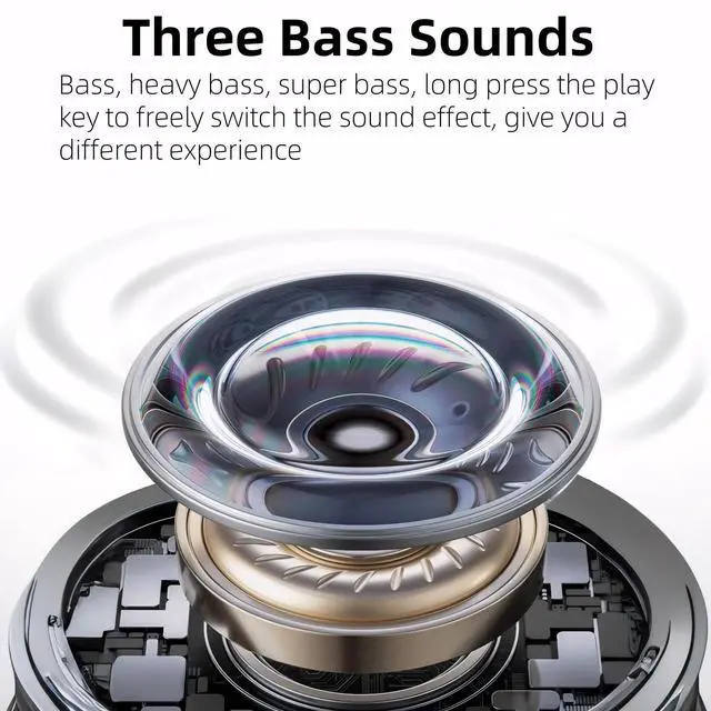 Alt view image 3 of 5 - GU-DI Wireless Over Ear Headphones, Three bass Modes, Hi-Res Audio, Bluetooth5.3 Low Latency Long Endurance, Foldable Lightweight Headset, with mic, Suitable for Travel Home Office Gym Cellphone PC