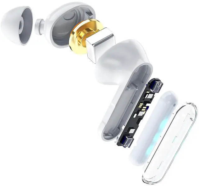 Alt view image 3 of 5 - HAPPYAUDIO J2 Bluetooth 5.4 Wireless Smart Touch Equipped with 6 ENC Microphone Noise Cancellation HiFi Stereo Sound Suitable for Mobile Phones Watches Laptops Tablets and Other Devices (Black)