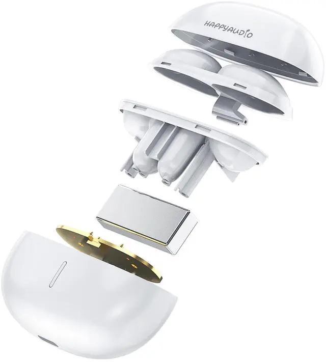 Alt view image 4 of 5 - HAPPYAUDIO J2 Bluetooth 5.4 Wireless Smart Touch Equipped with 6 ENC Microphone Noise Cancellation HiFi Stereo Sound Suitable for Mobile Phones Watches Laptops Tablets and Other Devices (Black)