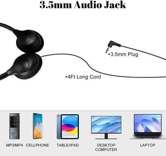 Alt view image 3 of 5 - HOTKUDO Headphones Bulk for Classroom, 20 Pack Bulk Headphones with 3,5 mm Plug, Perfect for Schools, Libraries, and Kids