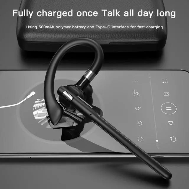 Alt view image 5 of 5 - Ultra Comfort Wireless Headset Bluetooth 5.4 Over Ear Earphone with Icd Screen 500ml Charging case Hands-Free Earphones with Built-in Mic for Business & Travel & Driving