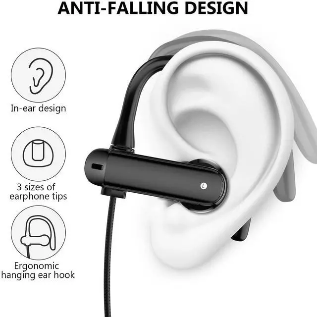 Alt view image 2 of 5 - USB C Wired Headphones with Anti Drop Over Ear Earhook Microphone Gym Sport Running Type C Earphone for Apple iPhone 16 15 Pro Max 16e iPad Samsung Galaxy S25 S24 S23 S22 Plus Google Pixel 9 8 Android