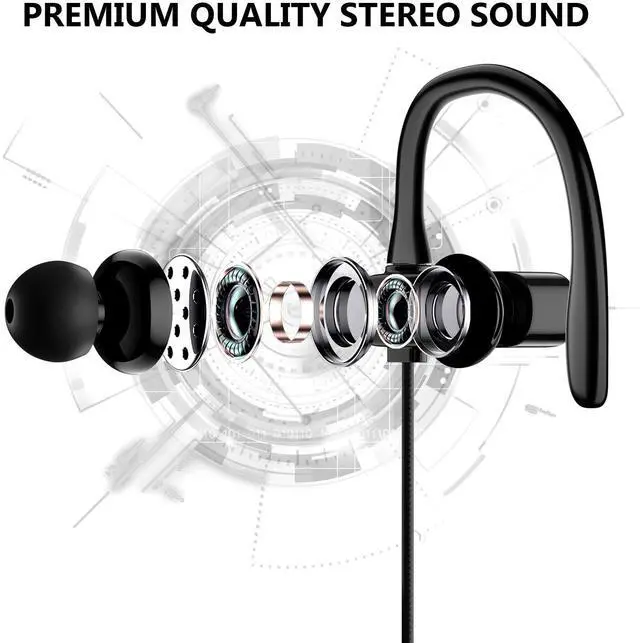 Alt view image 4 of 5 - USB C Wired Headphones with Anti Drop Over Ear Earhook Microphone Gym Sport Running Type C Earphone for Apple iPhone 16 15 Pro Max 16e iPad Samsung Galaxy S25 S24 S23 S22 Plus Google Pixel 9 8 Android