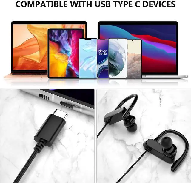 Alt view image 5 of 5 - USB C Wired Headphones with Anti Drop Over Ear Earhook Microphone Gym Sport Running Type C Earphone for Apple iPhone 16 15 Pro Max 16e iPad Samsung Galaxy S25 S24 S23 S22 Plus Google Pixel 9 8 Android