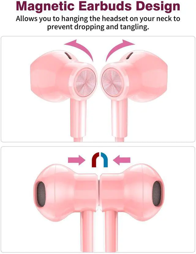 Alt view image 4 of 5 - iMangoo Wired Headphones for Airplane Travel Essentials Pink