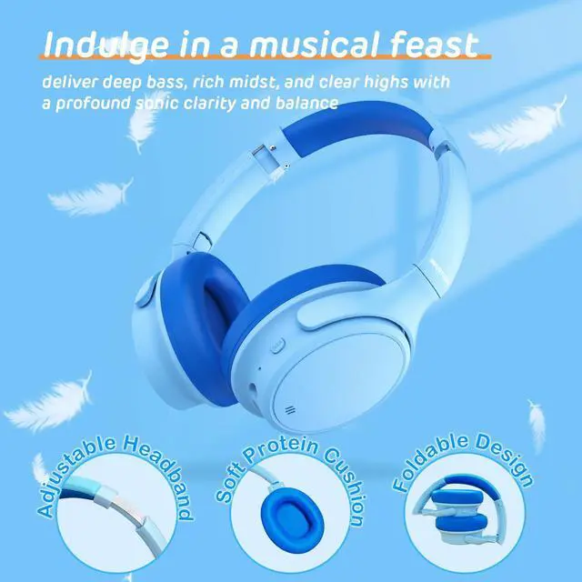 Alt view image 3 of 5 - INFURTURE Active Noise Cancelling Headphones, Kids Bluetooth Headphones Wireless Over Ear Headphone, 85/94dB Volume Limited, 50H ANC & 90H Normal Playtime,for Airplane/Train/Auto/idea Gift