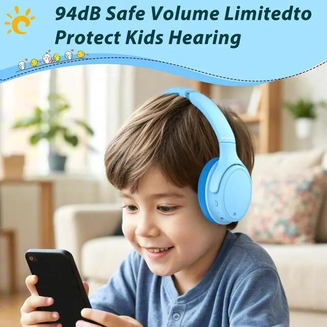 Alt view image 4 of 5 - INFURTURE Active Noise Cancelling Headphones, Kids Bluetooth Headphones Wireless Over Ear Headphone, 85/94dB Volume Limited, 50H ANC & 90H Normal Playtime,for Airplane/Train/Auto/idea Gift