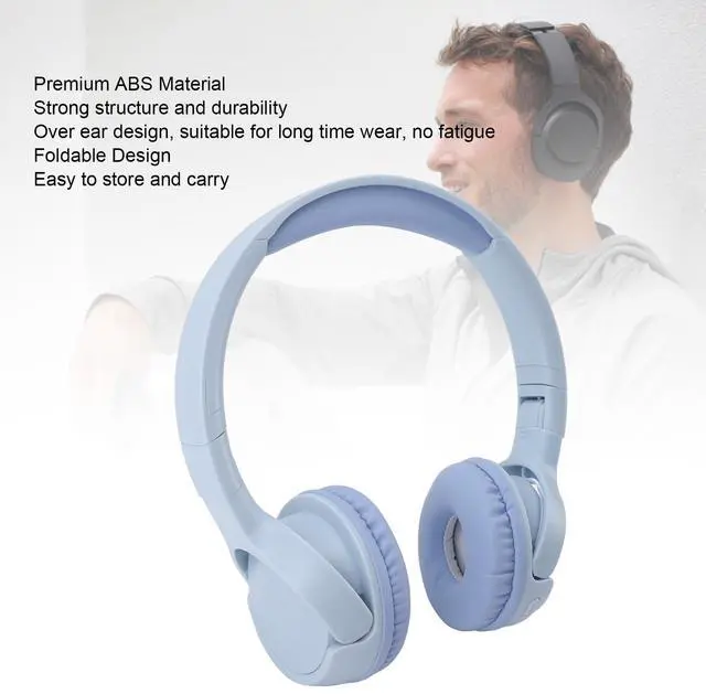 Alt view image 3 of 5 - Bluetooth Over Ear Headphones, C-2251 Foldable Noise Canceling Headset with Microphone, HiFi Stereo 3.5mm On Ear Headphones Comfortable Fit for Home Office Phone (Blue)
