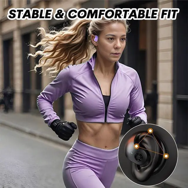 Alt view image 3 of 5 - Out of Ear Open Ear Headphones Wireless Ear OWS Hanging Earphones 5.4 Bluetooth Air Bone Conduction Around Over The Ear Speaker with Wireless Earbuds Outside The Ear Headphones Ear buds with Ear Loops