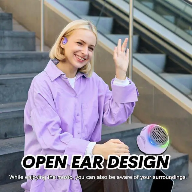 Alt view image 4 of 5 - Out of Ear Open Ear Headphones Wireless Ear OWS Hanging Earphones 5.4 Bluetooth Air Bone Conduction Around Over The Ear Speaker with Wireless Earbuds Outside The Ear Headphones Ear buds with Ear Loops