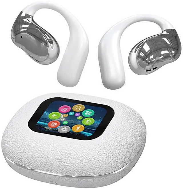 Main image of TWS Wireless Bluetooth Smart Touch Screen Ultra Open Ear Earbuds with Ear Hooks Over Ear Buds Sport Earphones with Screen On Case Air Conduction Touchscreen Bluetooth Headphones for Gym Work Running